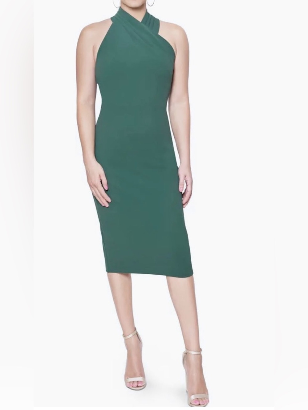 RACHEL Rachel Roy Olive Green Sleeveless Midi Dress